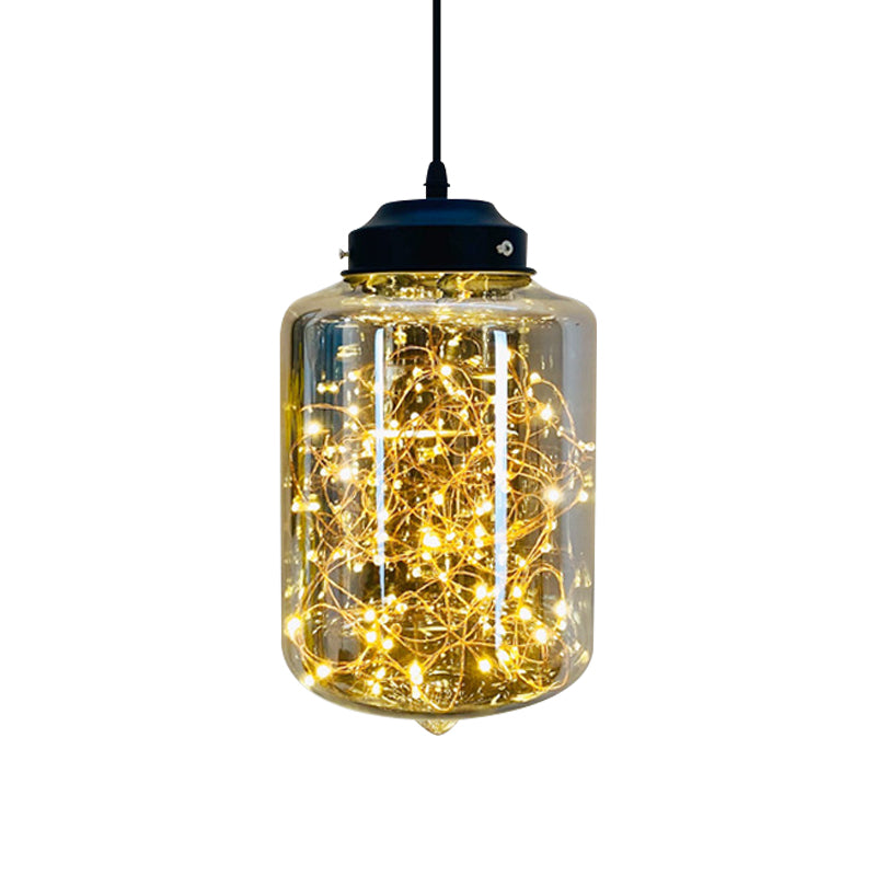 Postmodern Smoke Grey Glass Led Pendant Lamp Ideal For Dining Room - Sphere/Cylinder/Oval Shape