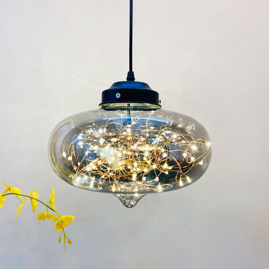 Postmodern LED Ceiling Light in Smoke Grey Glass & Chrome/Black - Perfect for Dining Room