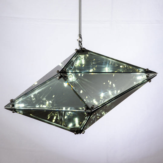Smoky Grey Glass Gemstone Down Lighting Pendant in Post-Modern Style