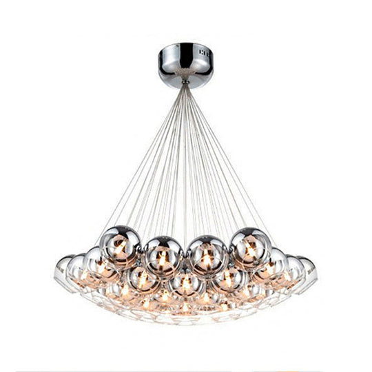Postmodern Mirrored Glass Pendant Light - 37-Light Silver for multiple hanging over dining table