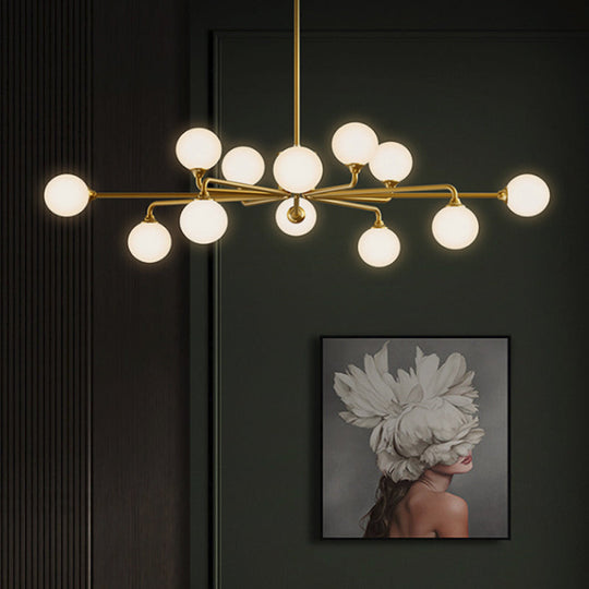 Gold Metal Sputnik Pendant Lighting With White Glass Shades - Modernize Your Living Room 6/9/12
