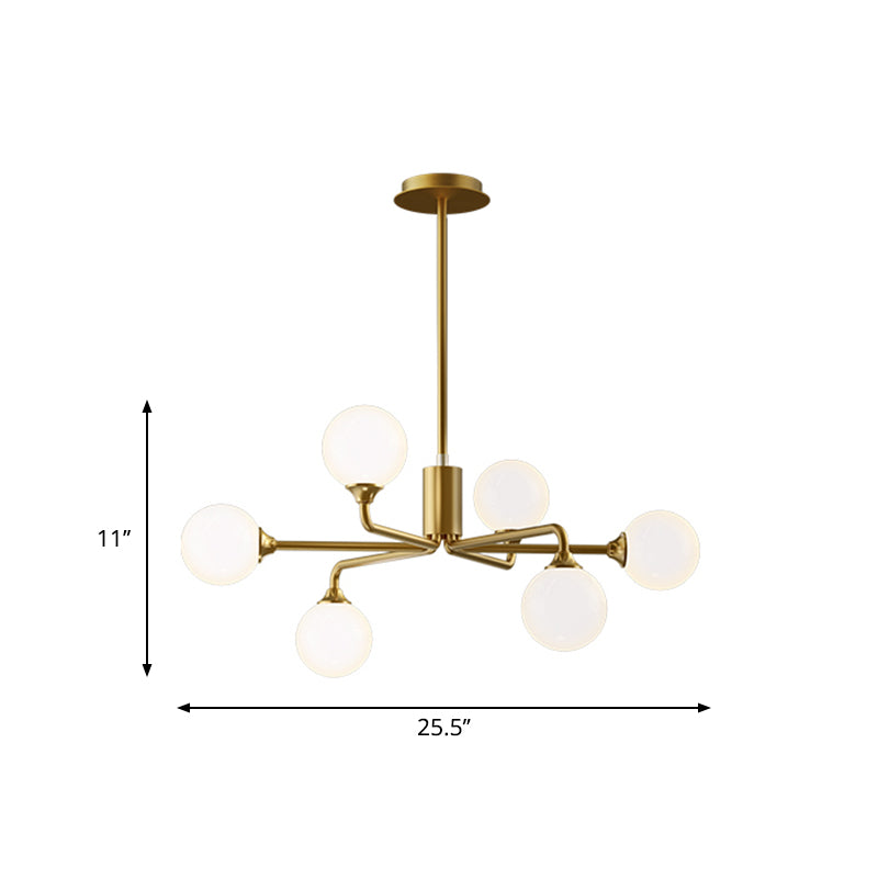 Gold Metal Sputnik Pendant Lighting With White Glass Shades - Modernize Your Living Room 6/9/12