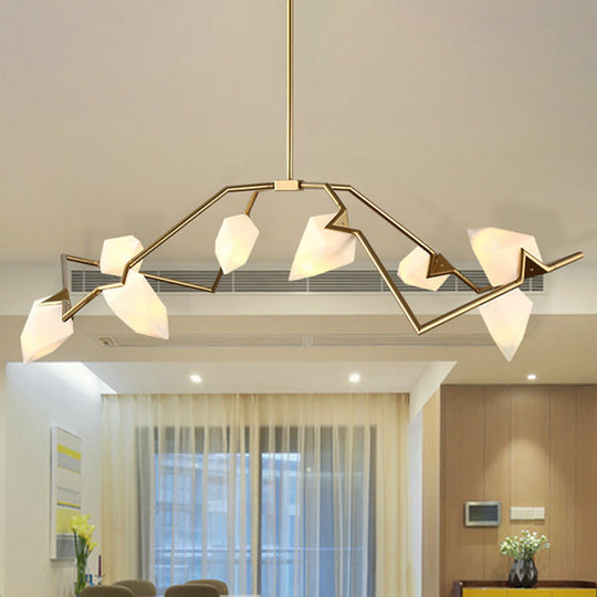 Modern Milk Glass Tree Branch Ceiling Suspension Lamp Black/Gold Hanging Light Fixture - 5/8 Bulbs