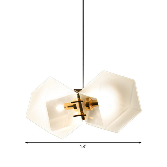 Contemporary Frosted Glass Honeycomb Island Lamp With Brass Ceiling Hang - Modern 2/4/8-Light For