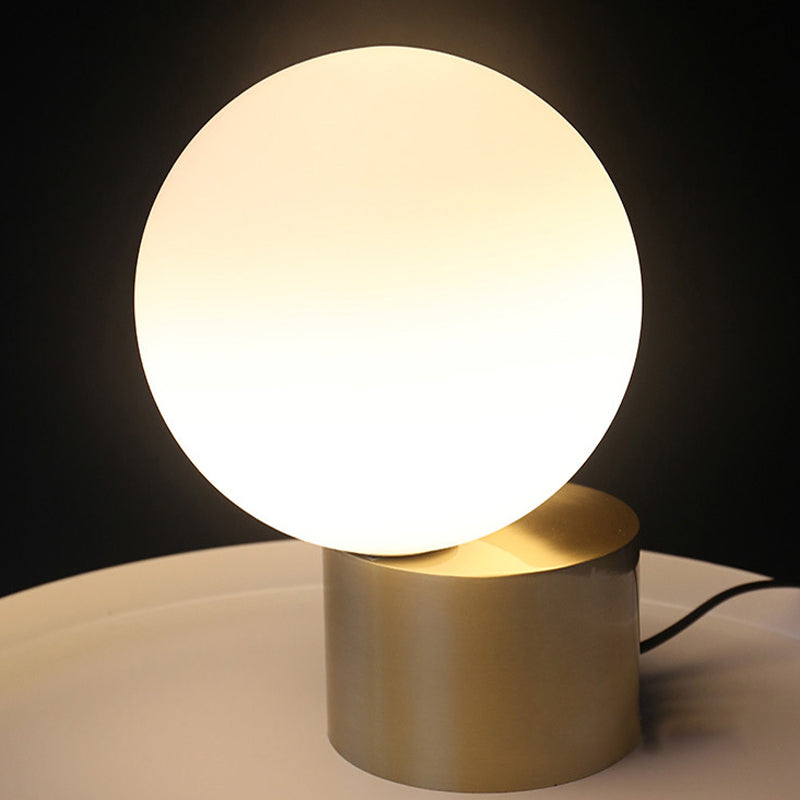 Modern Gold Orb Table Lamp With Frosted Glass Shade - Perfect Night Stand Light White / Without