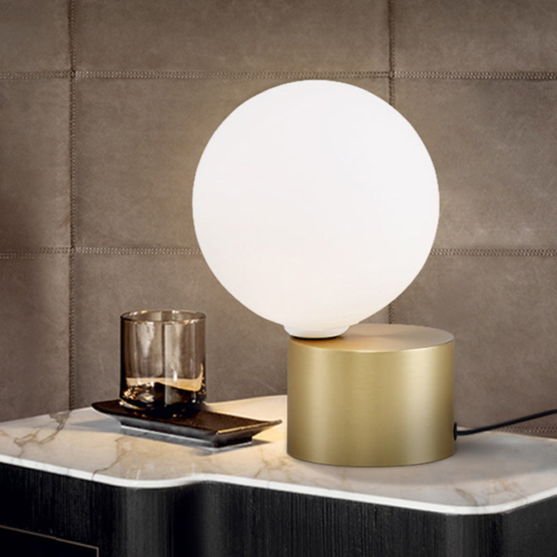 Modern Gold Orb Table Lamp With Frosted Glass Shade - Perfect Night Stand Light
