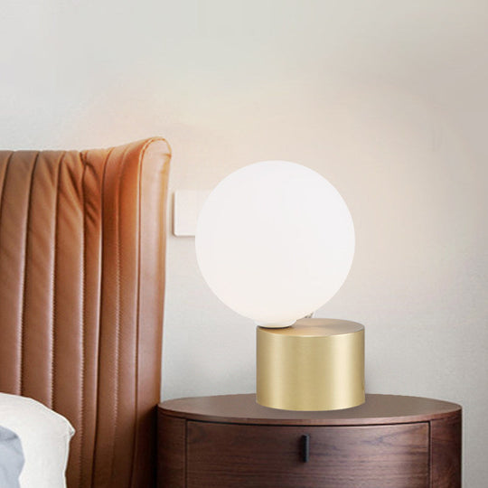 Modern Gold Orb Table Lamp With Frosted Glass Shade - Perfect Night Stand Light