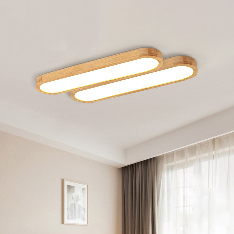 Minimalist Oblong Led Flush Mounted Ceiling Light In Warm/White For Wood Living Room Length Options: