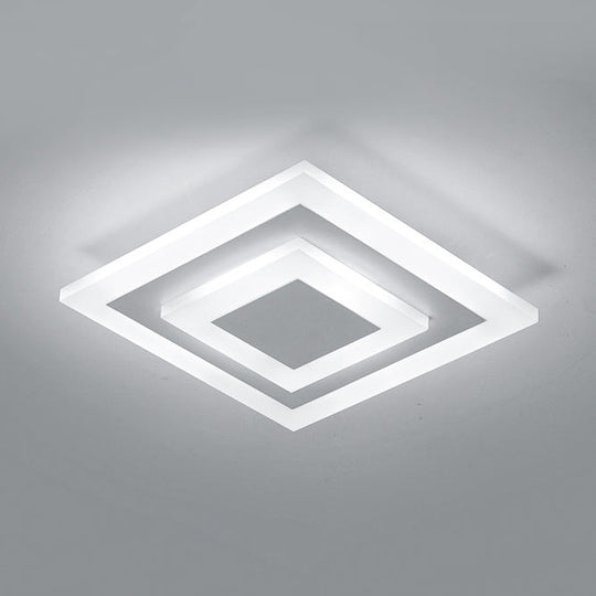 Modern Square Flush Acrylic Ceiling Light For Corridor Kitchen White /