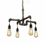 Industrial Bronze Water Pipe Chandelier: 2-Layer Iron 4/6 Heads Dining Room Ceiling Light 4 /