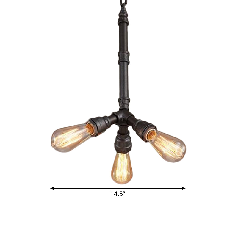 Steampunk Metal Black Chandelier Pendant Ceiling Light - 3/6 Bulbs Bistro Style