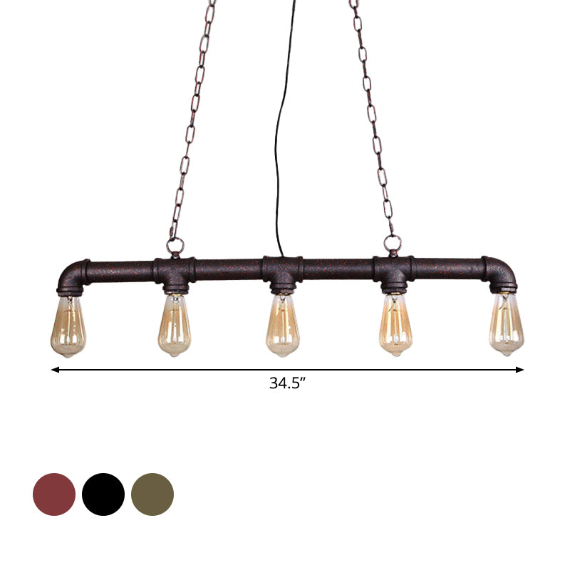 Steampunk Island Pendant With 5 Lights - Industrial Style Ceiling Light For Dining Room In