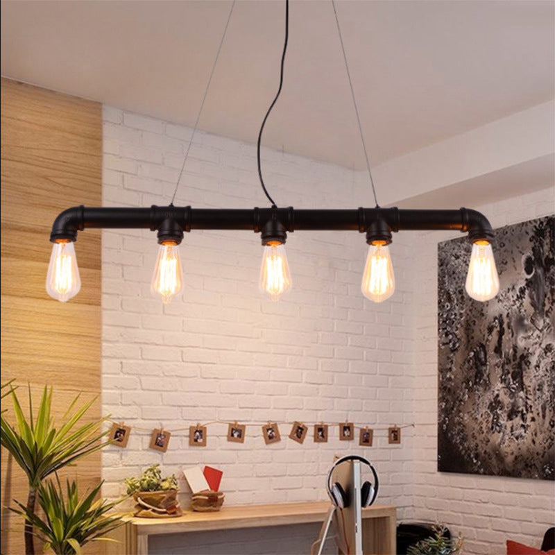 Steampunk Island Pendant With 5 Lights - Industrial Style Ceiling Light For Dining Room In