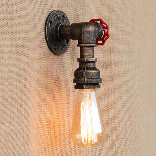 Bronze Metal Wall Mount Light With Naked Bulb Design - Single Industrial Lighting Fixture / B