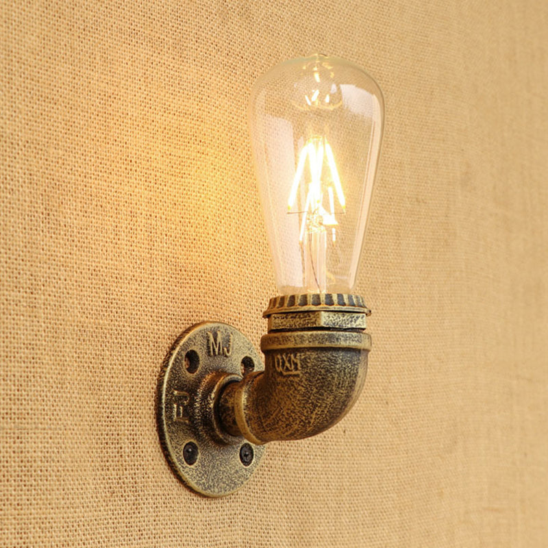 Bronze Metal Wall Mount Light With Naked Bulb Design - Single Industrial Lighting Fixture / C