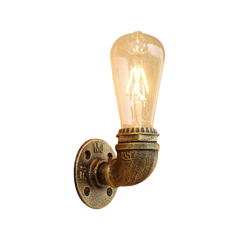 Bronze Metal Wall Mount Light With Naked Bulb Design - Single Industrial Lighting Fixture