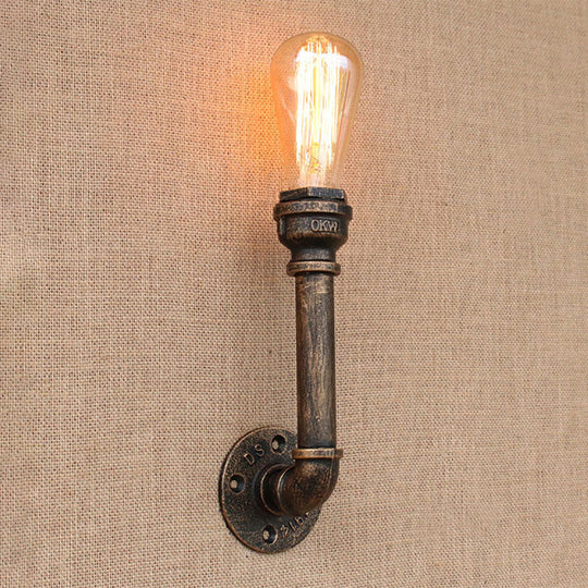 Bronze Metal Wall Mount Light With Naked Bulb Design - Single Industrial Lighting Fixture / G