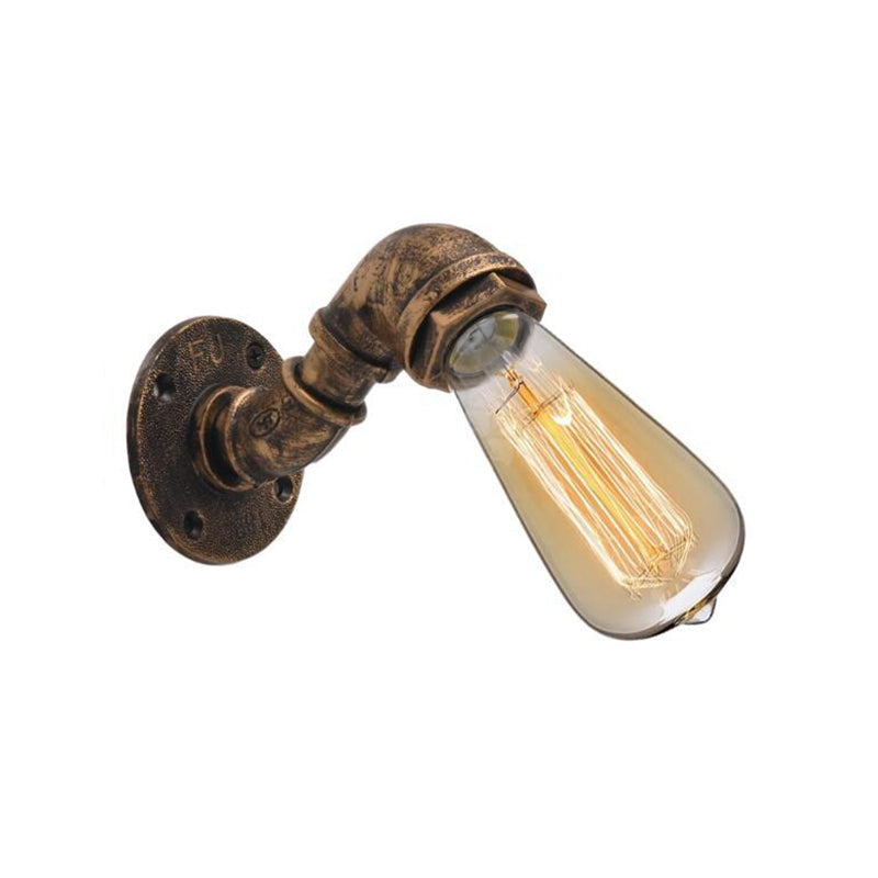 Industrial Bronze Pipe Kitchen Wall Lamp With Bare Bulb Design - Single Metal Mount Lighting / C