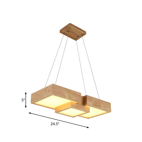Modern Wood Dining Table LED Pendant Light with Symmetric Acrylic ...