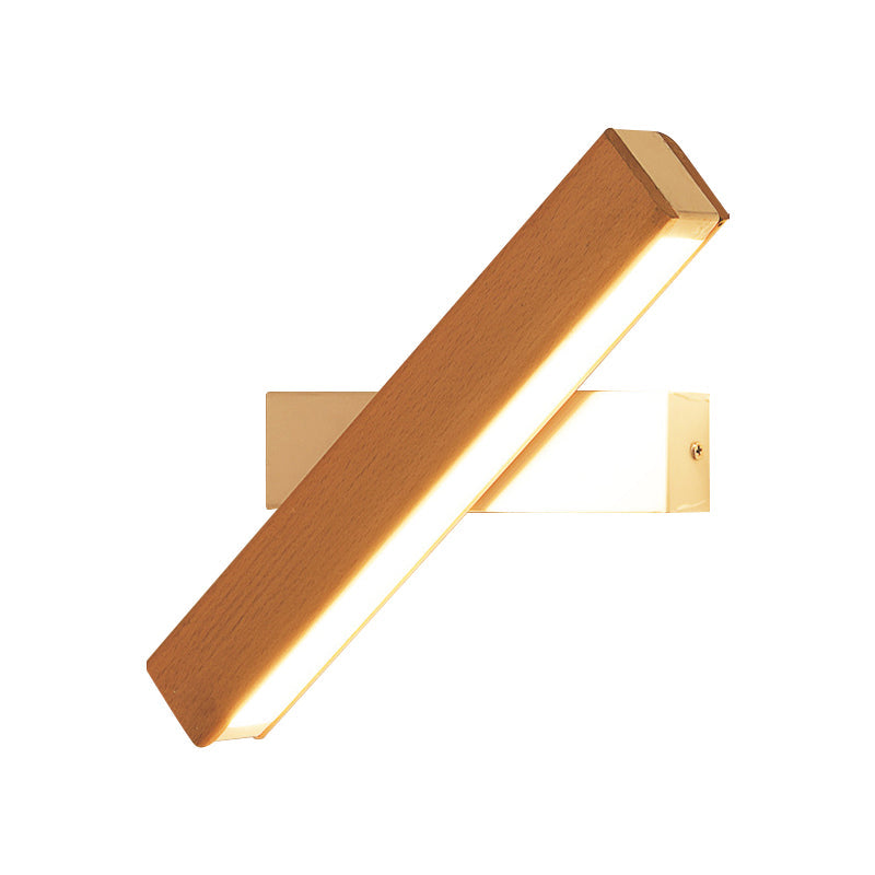 Minimalist Wood Bedside Wall Lamp - Rotating Rectangle Design Led 8.5/12 Width