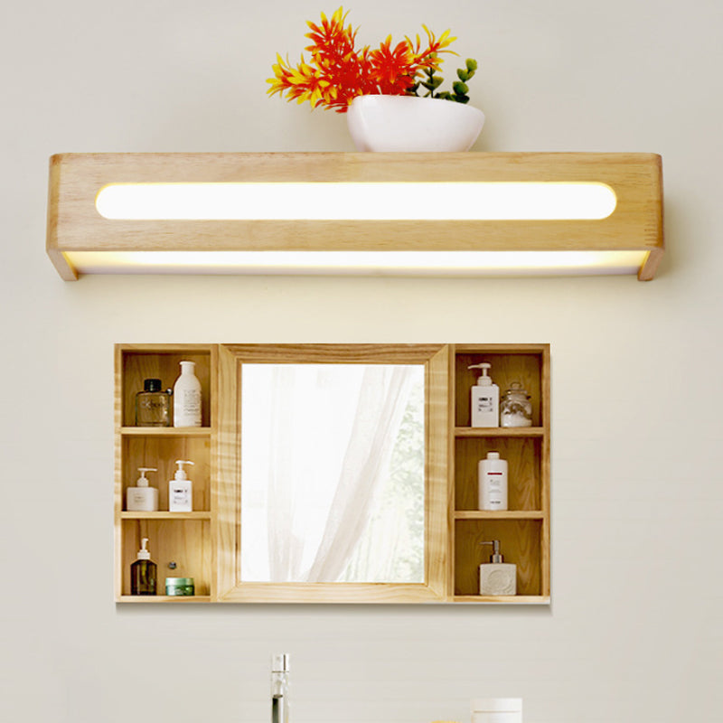 Nordic Wood Led Bathroom Vanity Wall Light - Rectangular Flush Mount Sconce (12/19.5/23.5 Wide)