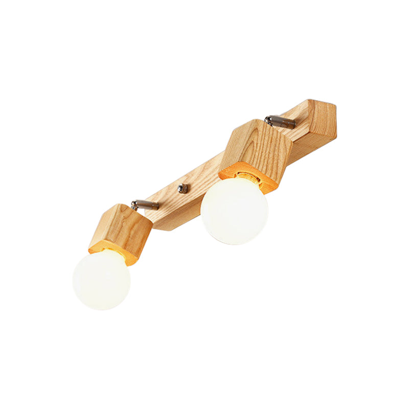 Nordic Wood Bare Bulb Vanity Lamp - Adjustable Beige Wall Mount Light (2/4/5 Options) 2 /