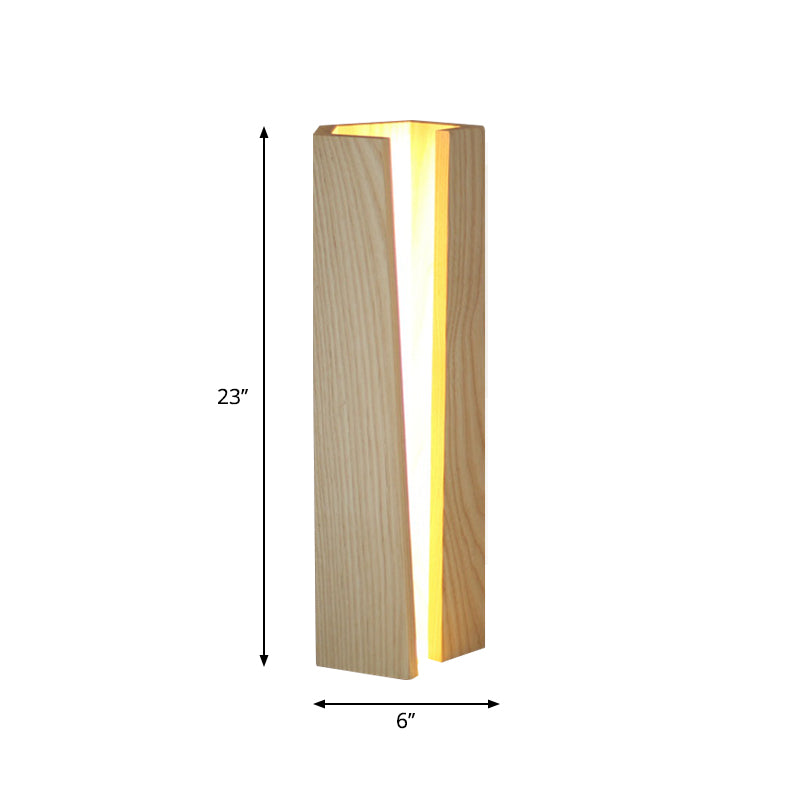 Wooden Table Lamp - Simplicity Design Led Beige Light 5/6 Length Bedroom Nightstand