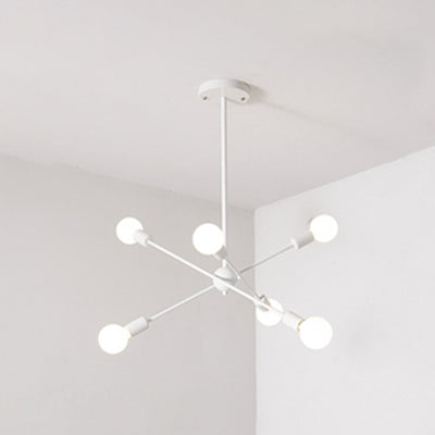 Vintage Industrial Metal Pendant Lighting: White Bare Bulb Hanging Lights 6 /