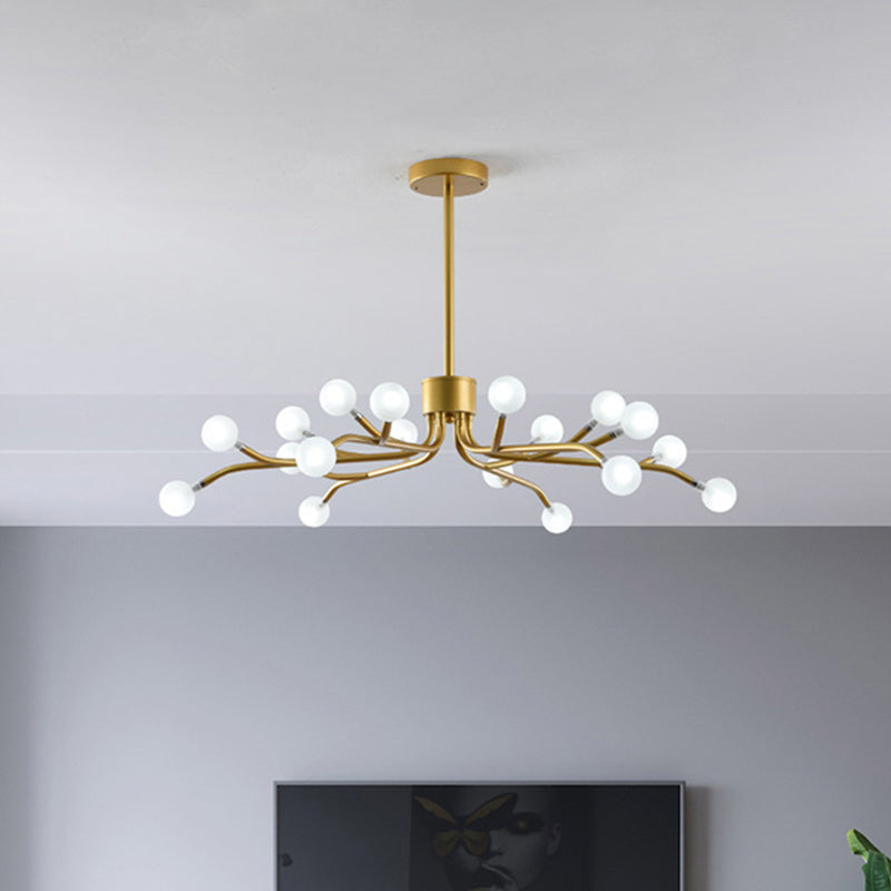 Postmodern Frosted Glass 18-Head Chandelier Lamp Pendant for Dining Room in Black/Gold