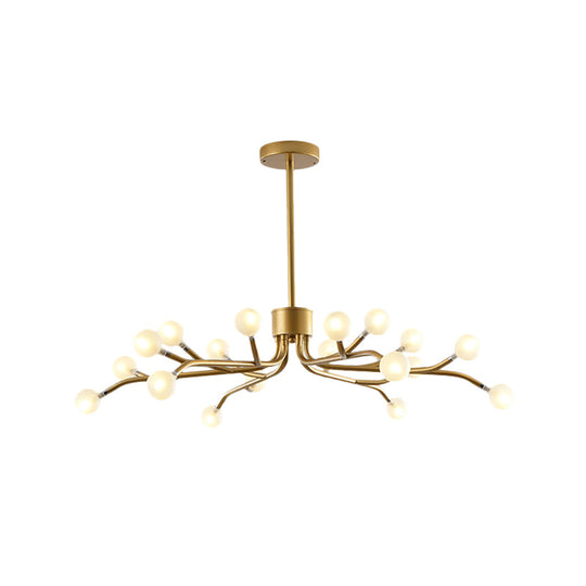 Postmodern Frosted Glass 18-Head Chandelier Lamp Pendant for Dining Room in Black/Gold