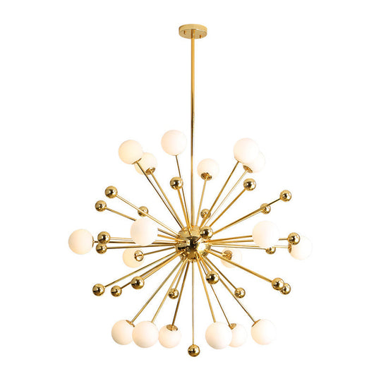 Stylish Burst Ball Chandelier With Frosted Glass - 11/12/18 Lights Gold Finish For Living Room
