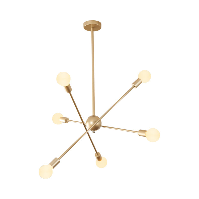 Postmodern Gold Sputnik Chandelier with 6/8 Bulbs – Stylish Metal Ceiling Suspension Lamp
