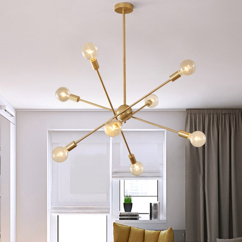 Postmodern Gold Sputnik Chandelier - 6/8 Bulbs Ceiling Light Suspension
