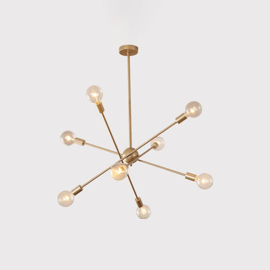 Postmodern Gold Sputnik Chandelier with 6/8 Bulbs – Stylish Metal Ceiling Suspension Lamp