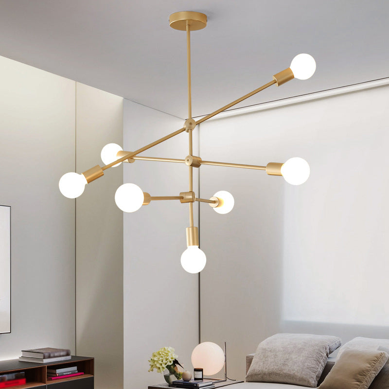 Modern 2/3-Tier Metal Drop Lamp With 4/5/7 Gold Hanging Chandelier Over Table