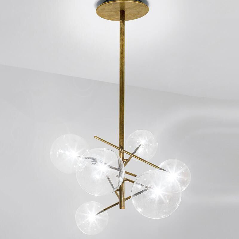 Gold Postmodern Spherical Glass Chandelier - 6-Bulb Kitchen Bar Ceiling Light