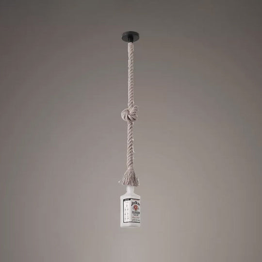 Frosted White Glass Island Lamp - Loft Style, Black Wine Bottle Design - Perfect for Restaurants, Ceiling Suspension Lighting