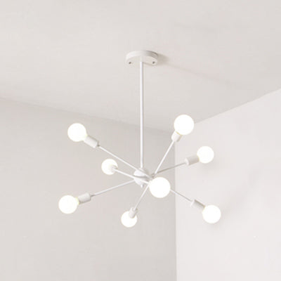 Vintage Industrial Metal Pendant Lighting: White Bare Bulb Hanging Lights 8 /