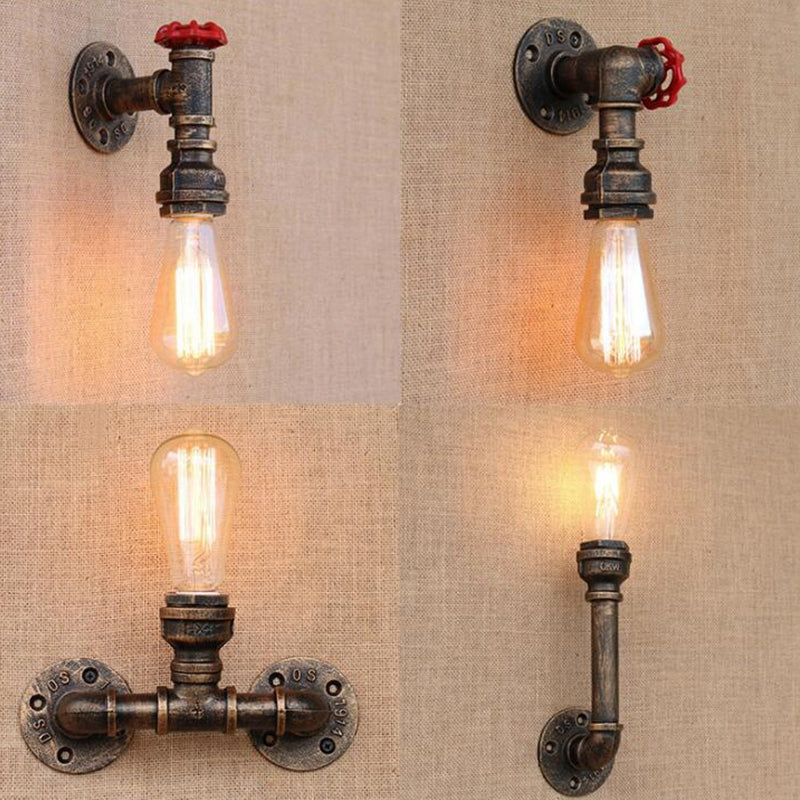 Modern Industrial 1/3-Light Wrought Iron Wall Lamp In Bronze For Kitchen Mounted