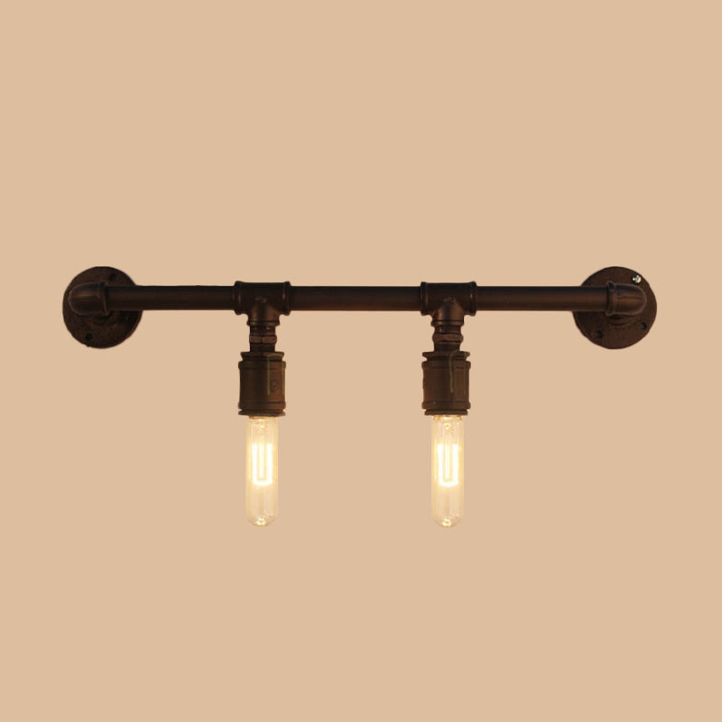 Industrial Black Iron Wall Sconce Light With Straight Pipe Design - Ideal For Living Room 2/4/6
