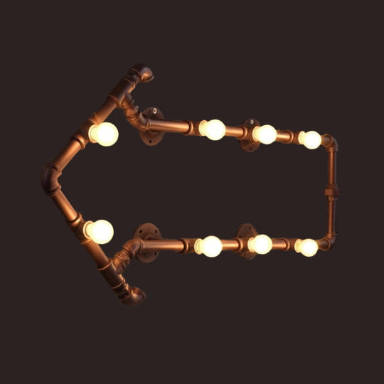 Industrial Iron Wall Sconce With Black/Copper Arrow Design & 8 Lights Living Room Book Rack Light