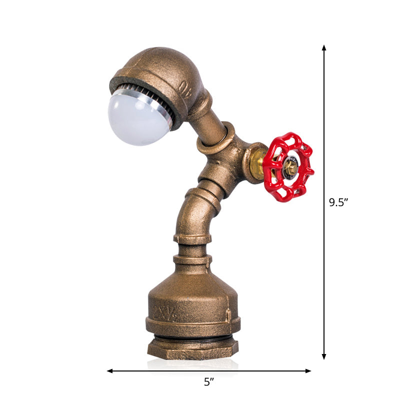 Steampunk Brass Robot-Shaped Metal Night Lamp With Pipe Design And Rotary Switch - Warm/White Light