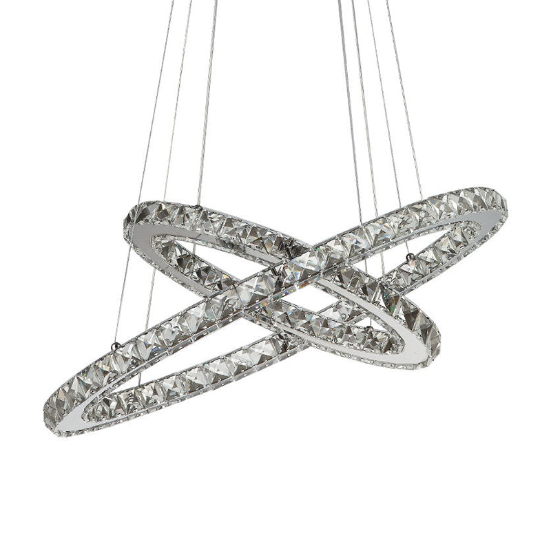 Crystal Interlaced Ring Chandelier - Led Ceiling Fixture For Glamorous Ambience