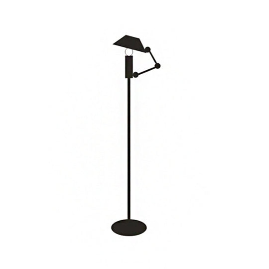 Adjustable Nordic Black Reading Floor Lamp With Single Metallic Stand & Tapered Design