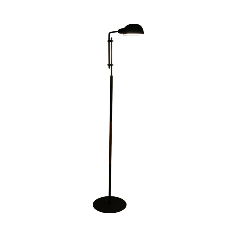 Contemporary Metallic Semi-Globe Floor Lamp Single Bulb Black/White Stand Ideal For Living Room