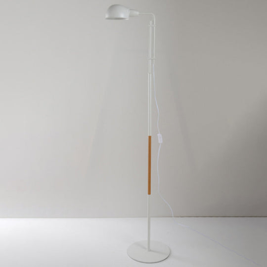 Contemporary Metallic Semi-Globe Floor Lamp Single Bulb Black/White Stand Ideal For Living Room