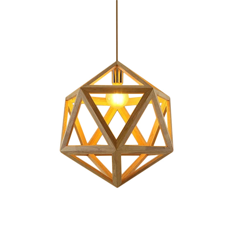 Bamboo Globe Pendant Light - Modern 1-Light Beige Fixture For Dining Table / A