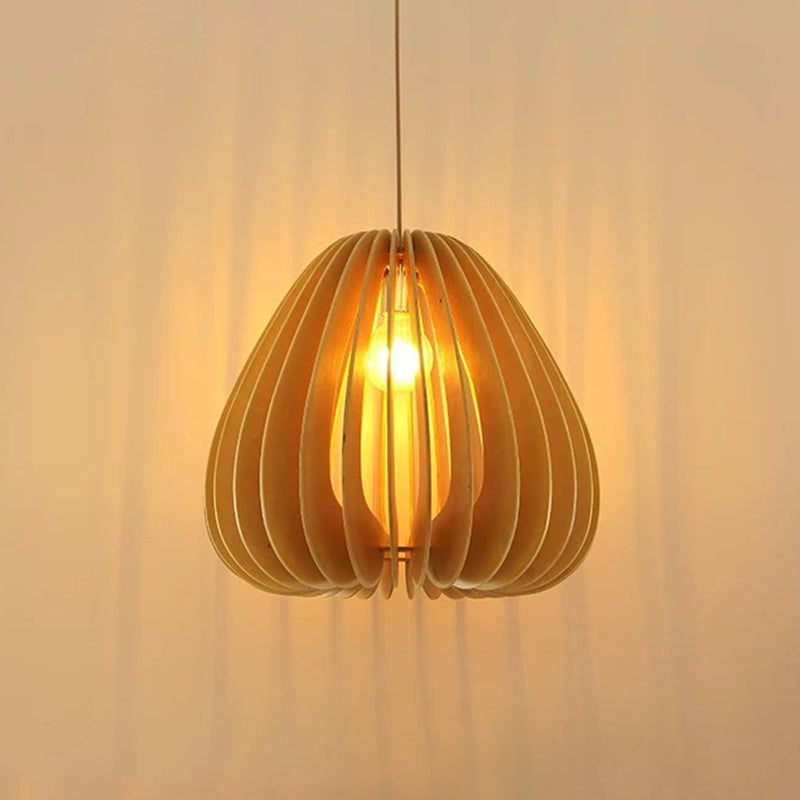 Modern Orb Bamboo Pendant Light - 1-Light Beige Suspended Fixture for Dining Table