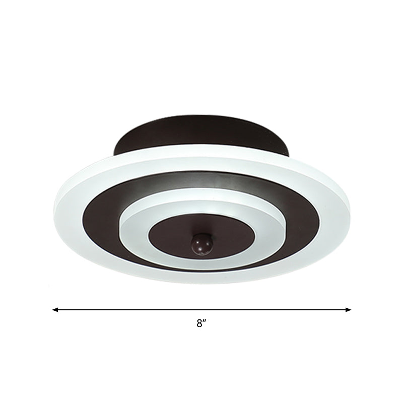 Simple Small Round/Square Ceiling Lamp In White/Coffee Acrylic With Warm/White Led For Corridor