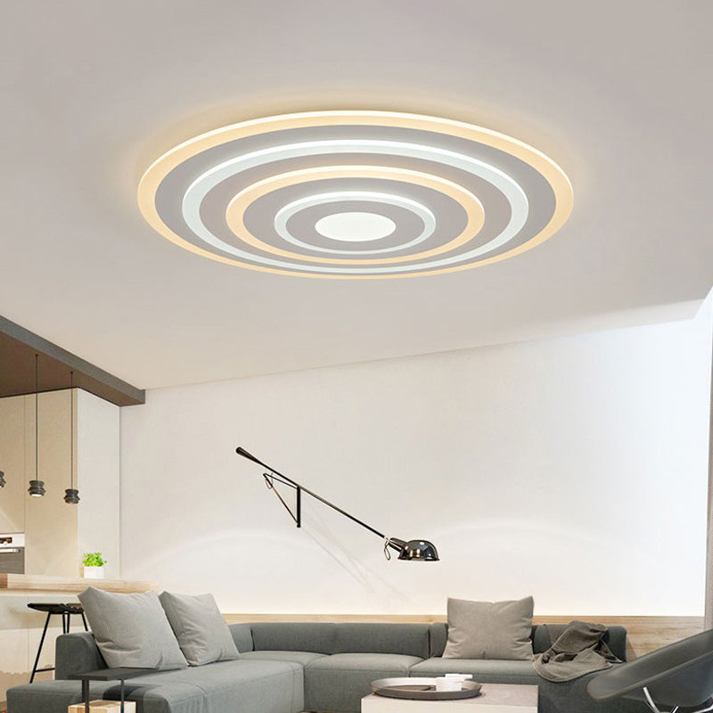 20/24/40 Acrylic Ripple Flush Mount Led Ceiling Light In Simplicity White - Warm/White